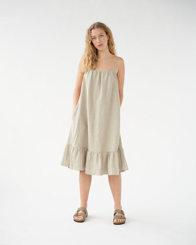 Light Linen Bias Dress - Nature