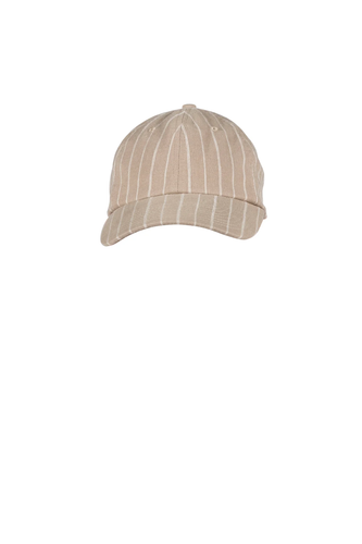 Adora Linen Striped Cap - Dark Khaki/Kit