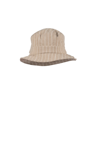 Abella Striped Cotton/Linen Bucket Hat - Dark Khaki/Kit