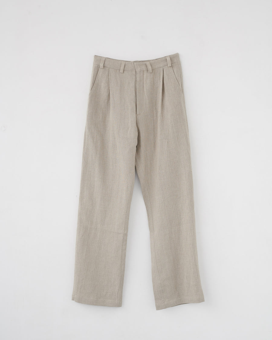 Linen Box Trousers - Nature